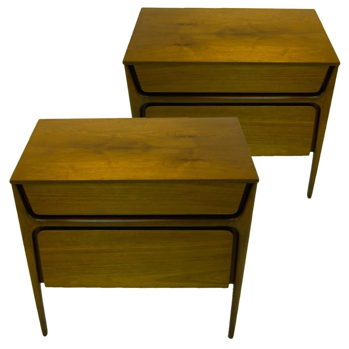 American Pair of Stilted Leg Sculptural Nightstands by John Cameron Distinctive Furniture