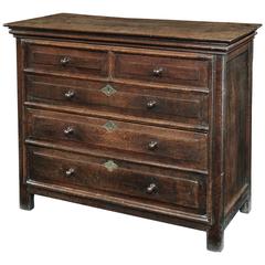 17th Century Puritan Period Chest of Five Drawers