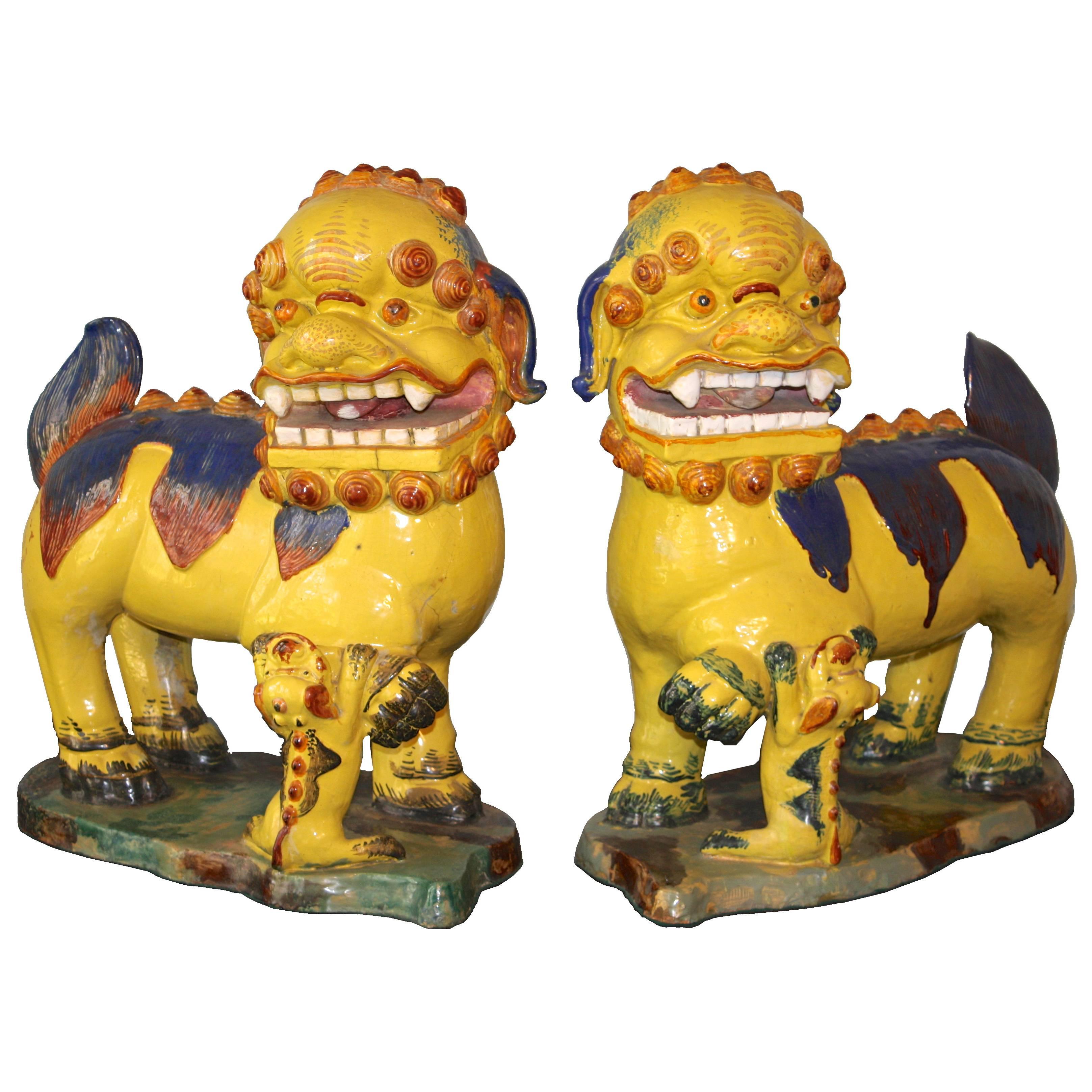 PAIR Monumental Chinese Buddhist Lionesses For Sale