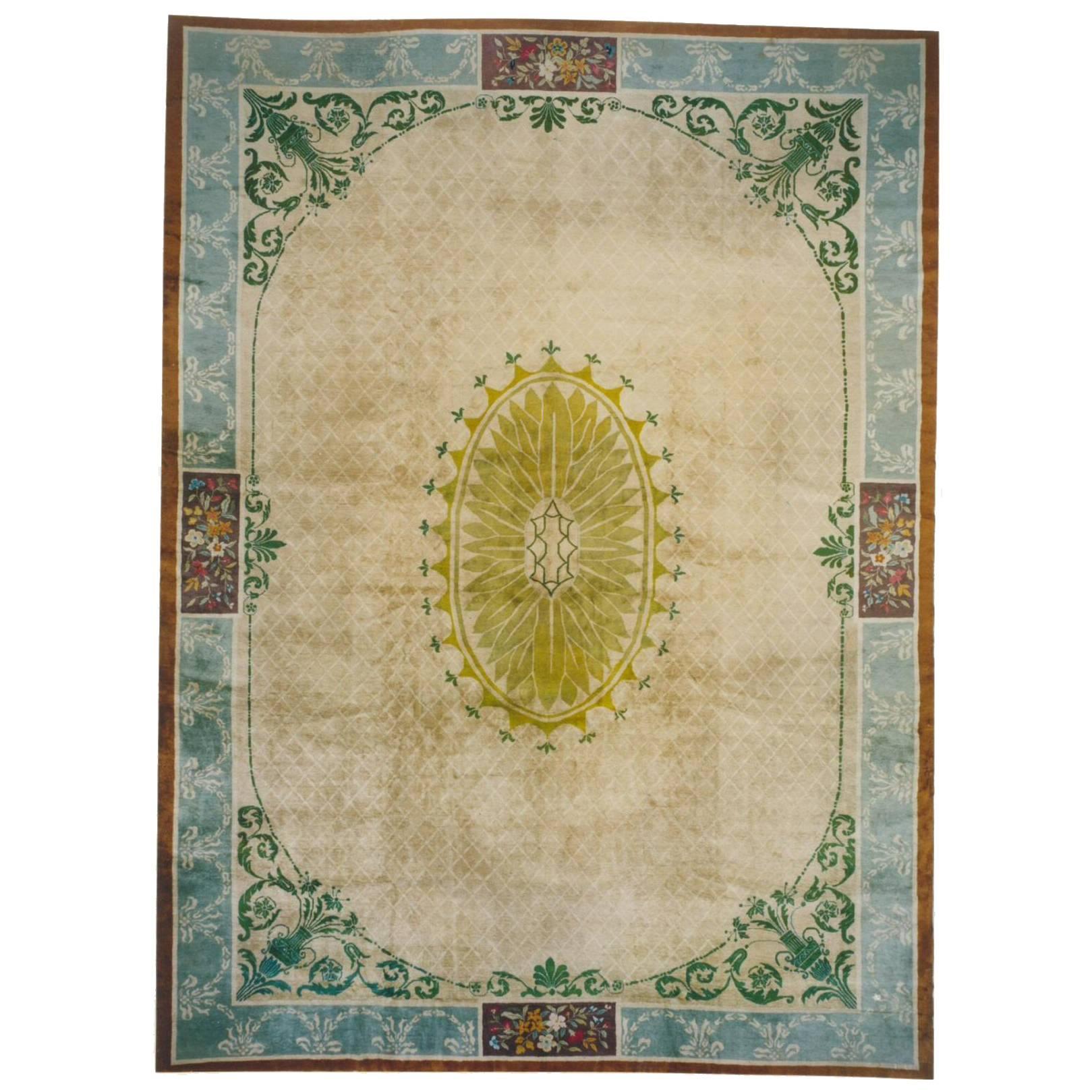 Chinese Art Deco Rug Influenced by 18th Century European Architecture