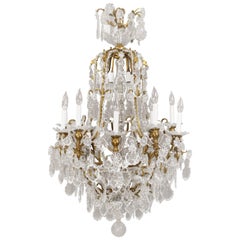 Antique Early 20th Century Gilt Bronze and Cut-Glass Twenty-Five-Light Chandelier