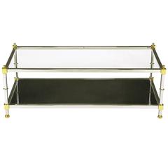 Chrome and Brass Coffee Table with Mirrored and Clear Glass 6