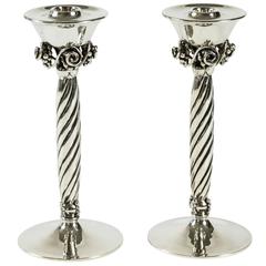 Retro Pair of Sterling Silver Candlesticks by Bernice Goodspeed