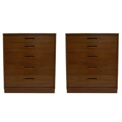 Pair of Edward Wormley for Dunbar Five-Drawer Pier Chests or Dressers