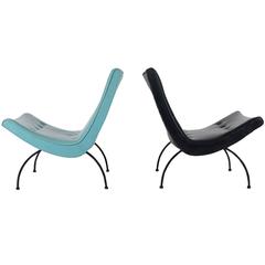 Early Pair of Milo Baughman Scoop Lounge Chairs