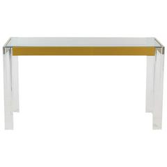 Lucite and Brass Console Table after Karl Springer
