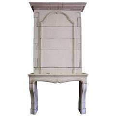 Antique Large 18th Century French Stone En Trumeau Fireplace Chimneypiece 