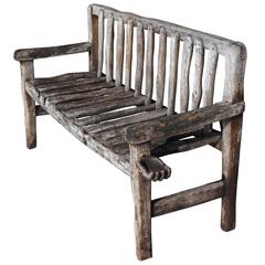 Primitive Oak Bench with Hand
