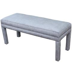 Wonderful Parsons Style Bench in Silver Grey Velvet