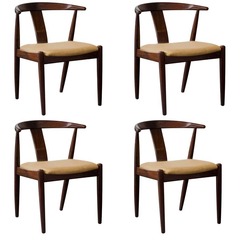 Set of Four Danish Modern Rosewood Chairs by Dyrlund at 1stDibs