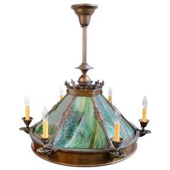 Late 19th Century Arts and Crafts Gas or Electric Dome Fixture  