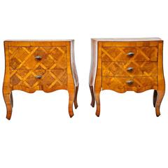 Pair of Parquetry Bombay Petite Chests in Italian Figured Walnut