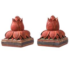 Pair of Asian Lotus Form Finials