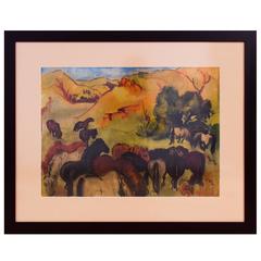 Fedir Manailo Landscape with Horses, circa 1935