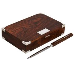 Hans Hansen, Sterling and Brazilian Rosewood Box and Letter Knife Set