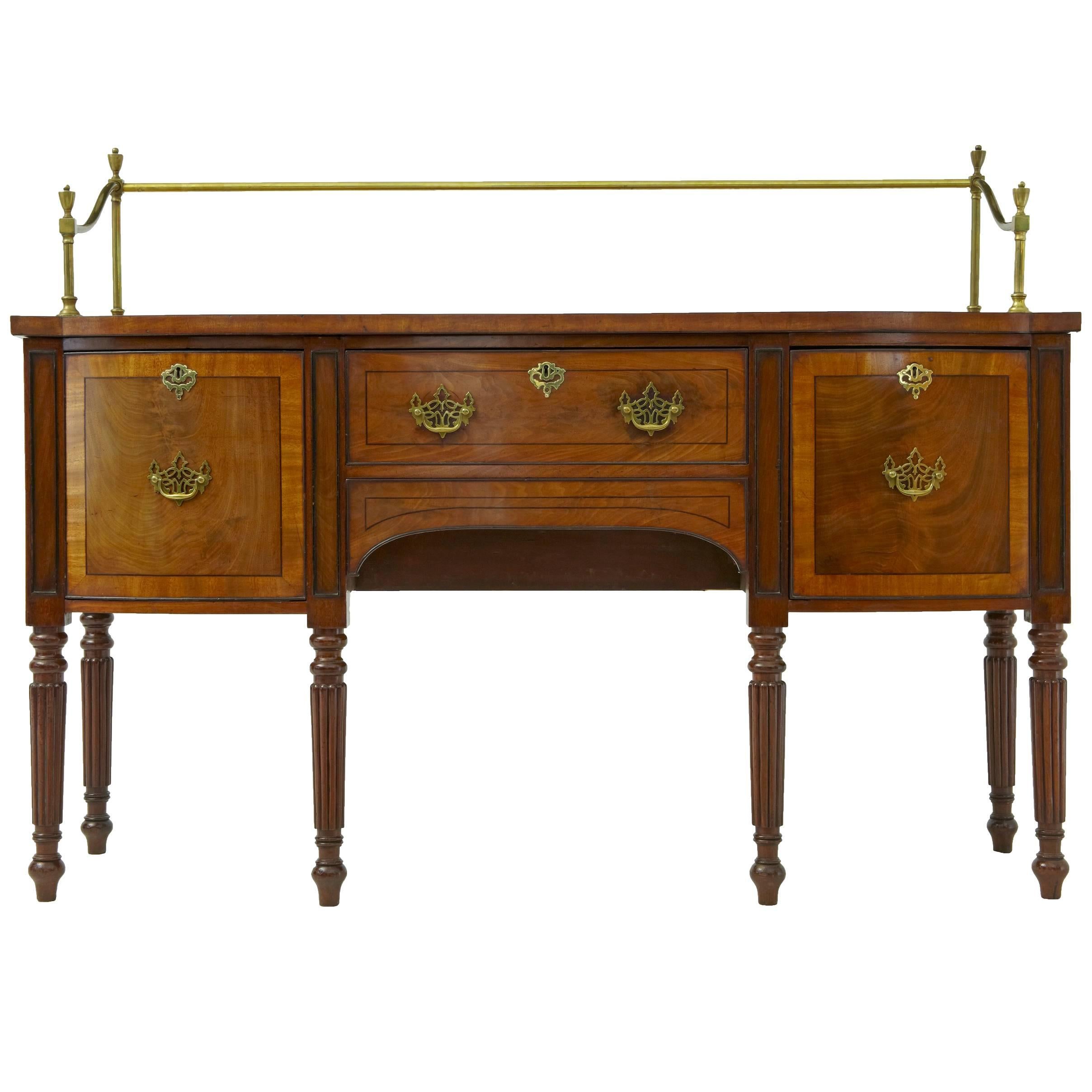 19th Century William IV Mahogany Brass Gallery Sideboard