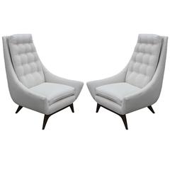 Stunning Pair of High Back Lounge Chairs in the Style of Adrian Pearsall