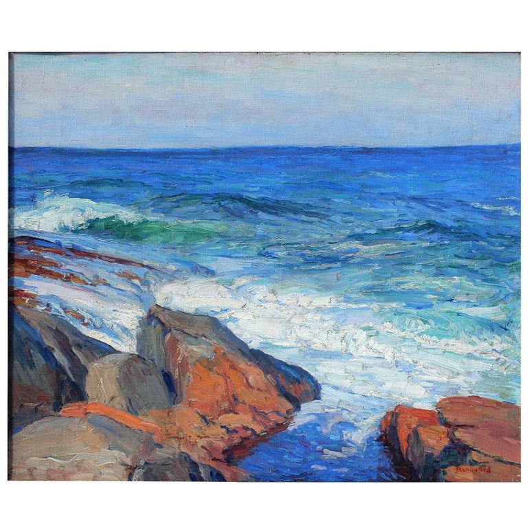 Impressionist Seascape Oil Painting by Renouard For Sale at 1stDibs