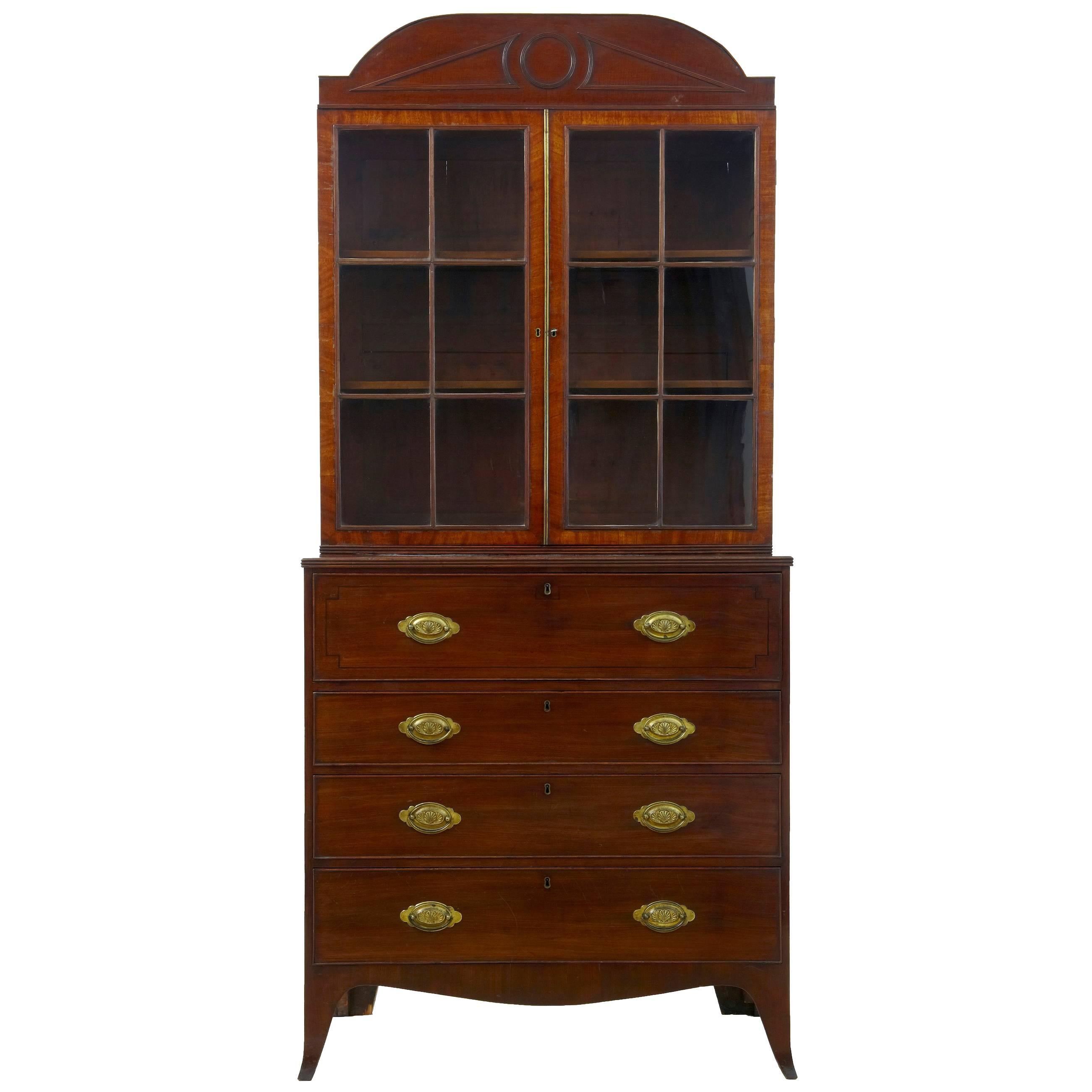 19th Century William IV Mahogany Secretaire Bookcase