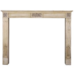 Antique French Directoire Style Period Fireplace Mantel In Stone.