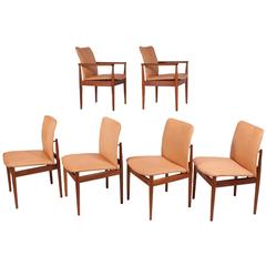 Set of Six Finn Juhl Dining Chairs for France and Son