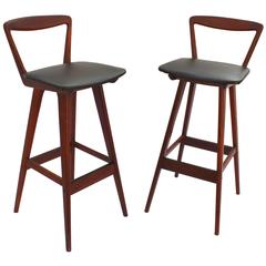 Pair of Henry Rosengren Hansen Rosewood Stools, Denmark, 1960s