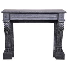 Antique Napoleon III style fireplace in Blue Turquin marble, 19th c.