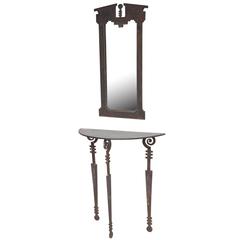 Hand-Forged and Cut Steel Console and Mirror 6
