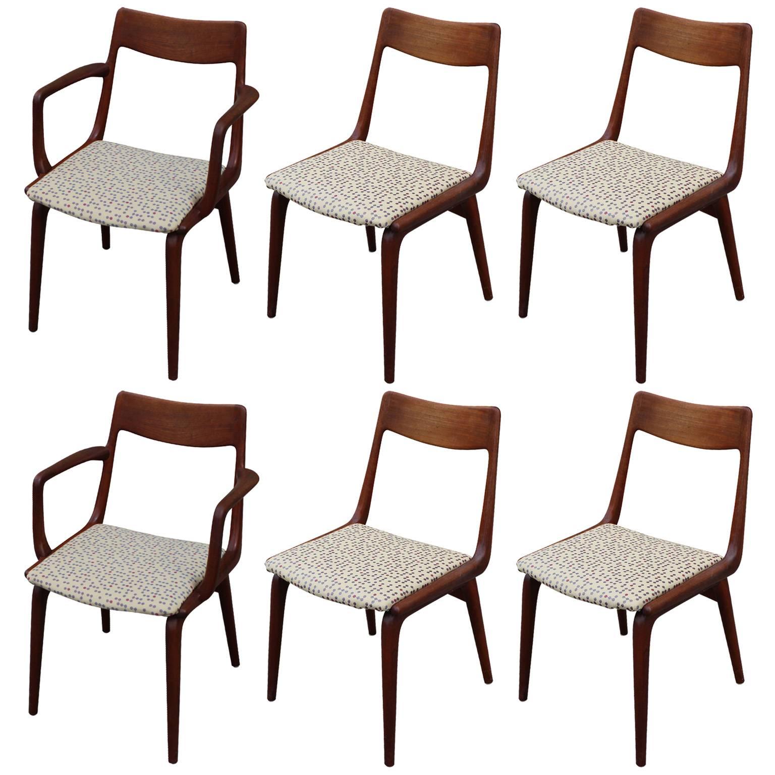 Set of Six Erik Christensen "Boomerang" Danish Dining Chairs