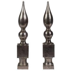 Pair of Vintage Metal Obelisks