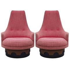 Retro Adrian Pearsall High Back Swivel Lounge Chairs