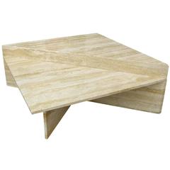 Two-Piece Modular Travertine Coffee Table