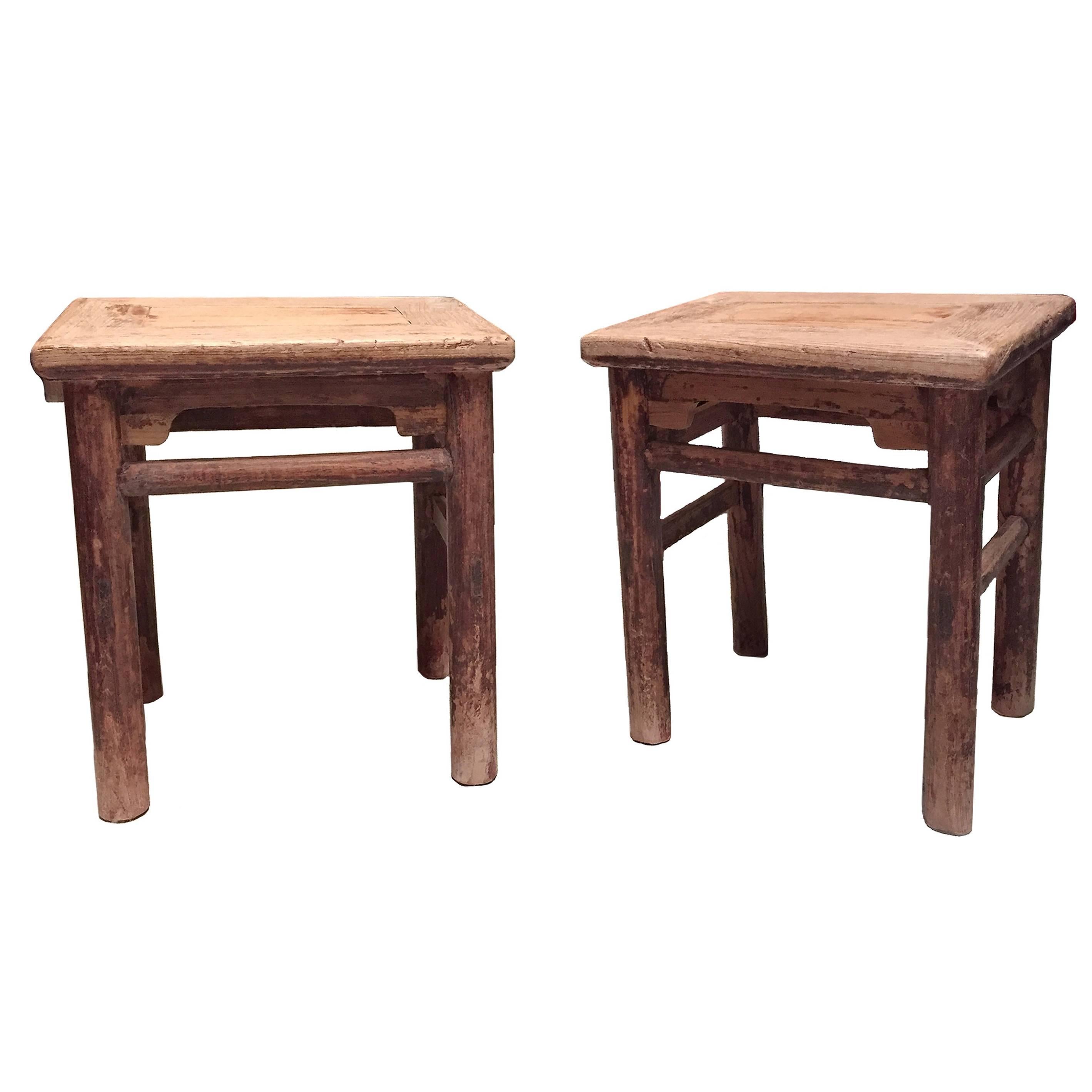 Pair of Antique Chinese Ming Style Stools, 19th Century For Sale