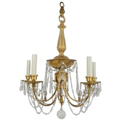 Gilt Bronze and Cut Crystal Chandelier by E. F. Caldwell