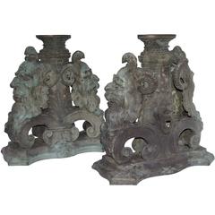 Pair of Rare Architectural Bronze Bases