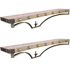 Set of Two Brass and Églomisé Mirror-Top Consoles by Arturo Pani, circa 1950