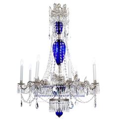 Baltic Silvered and Glass Cobalt Blue Chandelier