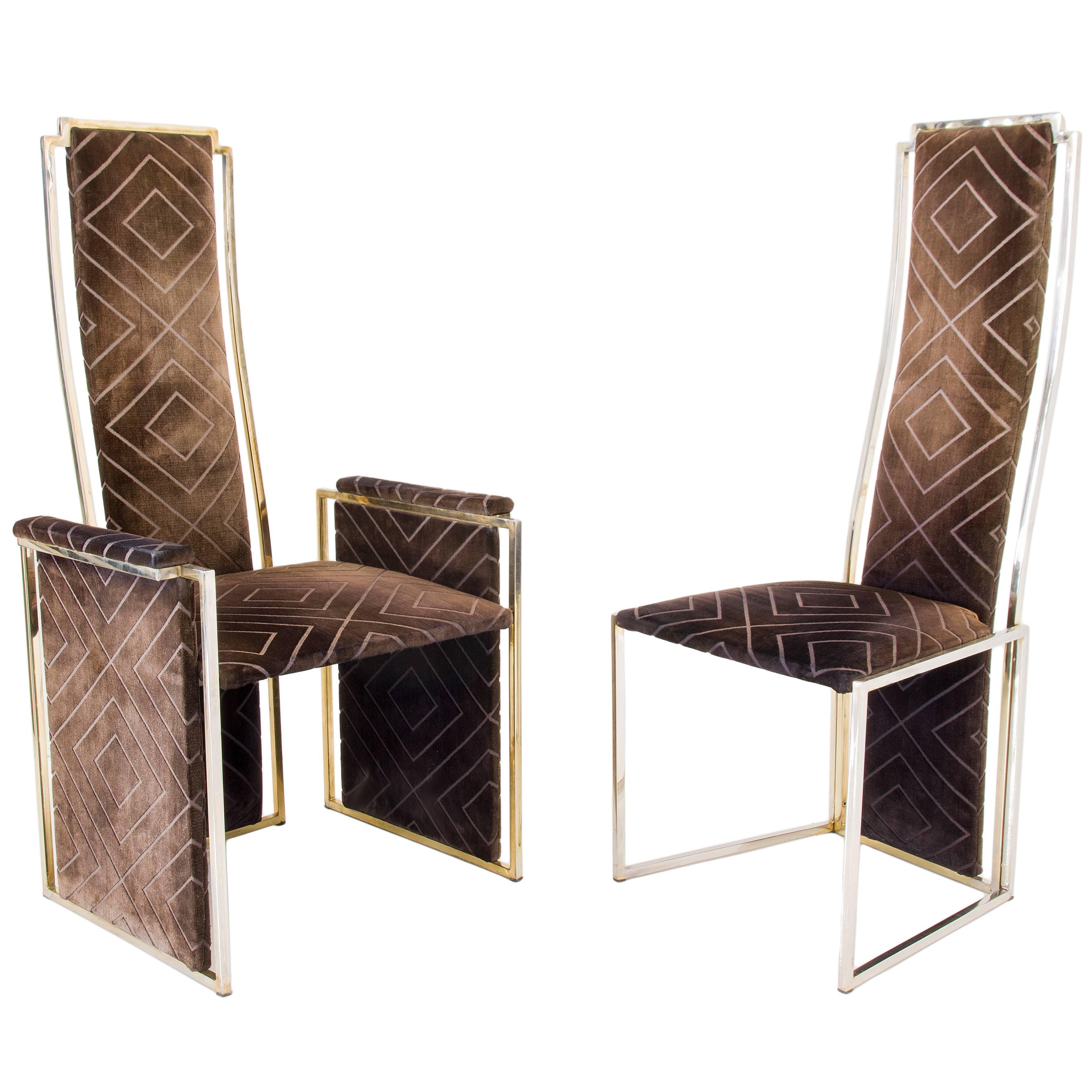 Dining Room Consist of Four Chairs, Two Armchairs and One Table by Willy Rizzo For Sale