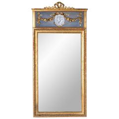 19th Century French Louis XVI Style Trumeau Full Length Mirror with Putti Cameo
