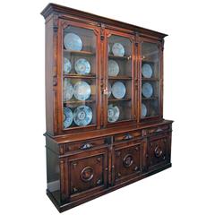 Large Two-Piece American Renaissance Revival Walnut Bookcase, by WG Thwaites