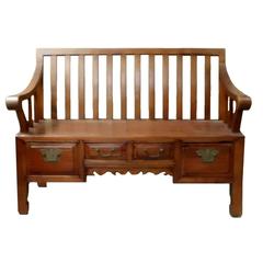 Solid Wood Asian Settee or Bench