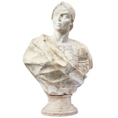 Italian Bust of Condottieri in Marble, circa 1650