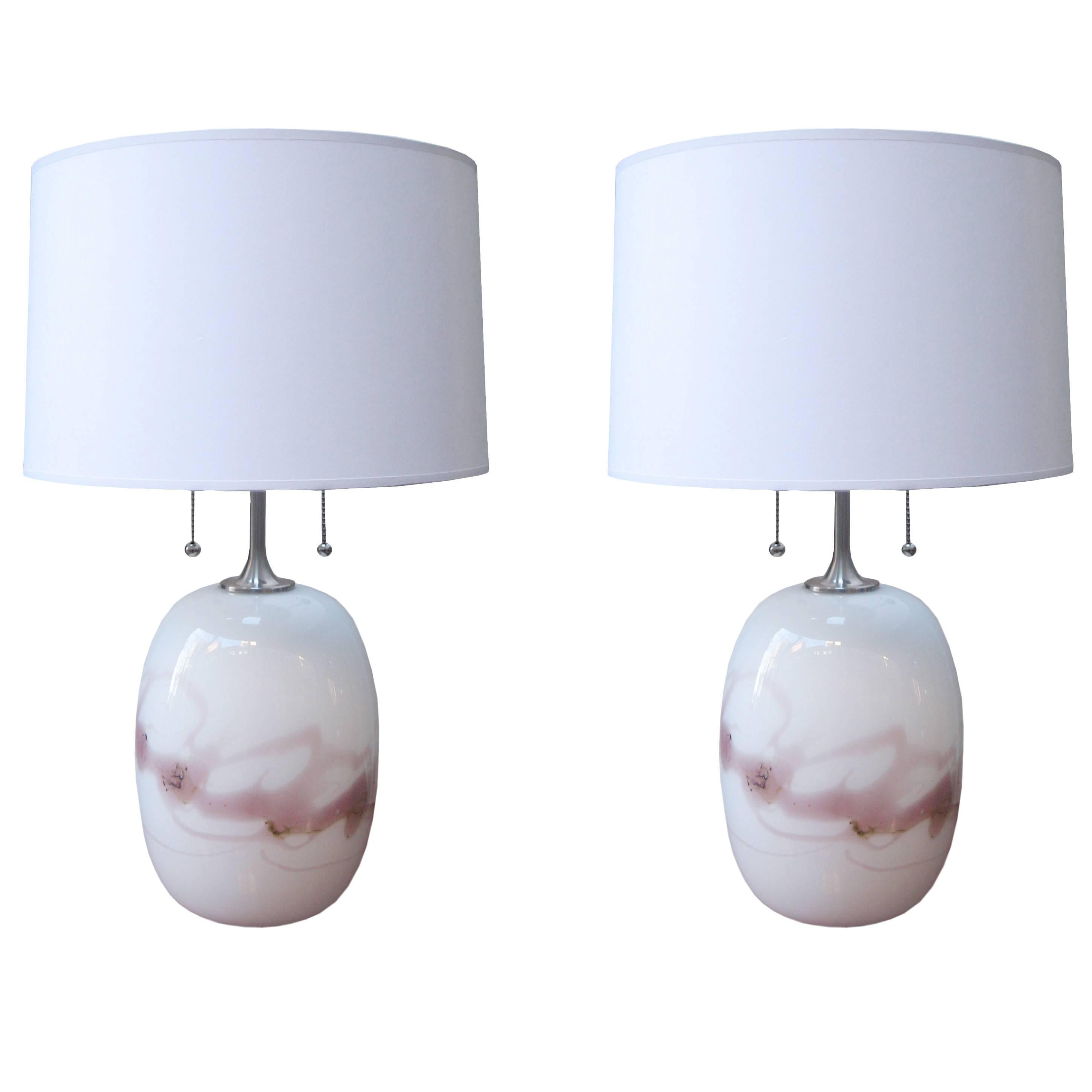 Pair of Holmgaard Modernist Glass Table Lamps