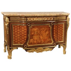Exceptional Late 19th Century Inlaid Marquetry and Parquetry Commode