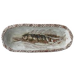Glazed Stoneware Fish Plate by Albert Thiry, French, circa 1950