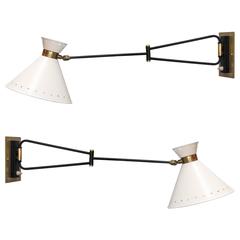 Pair of French Swing Arm Sconces by Lunel