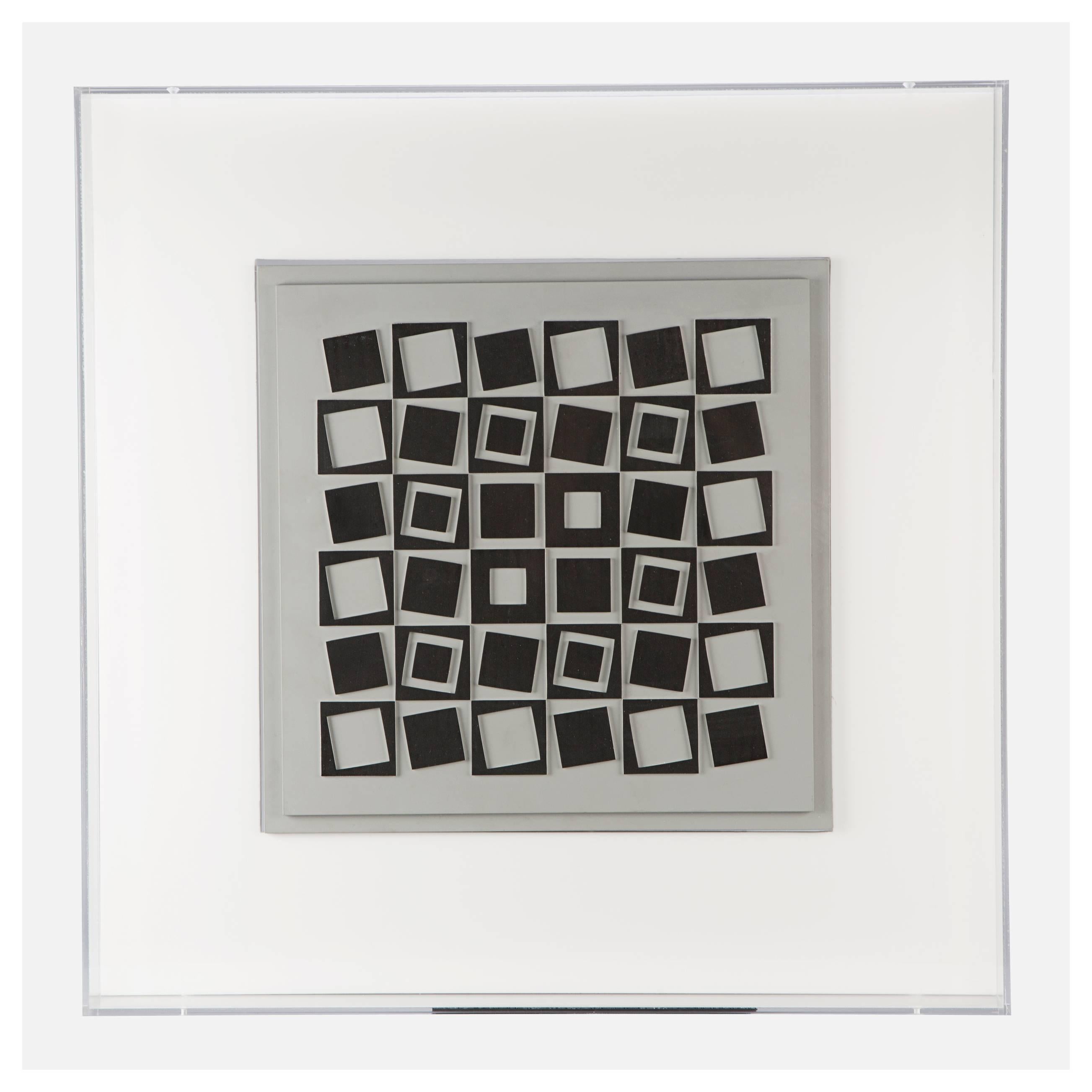 Vasarely, Eridan, Silkscreen on Wood Relief, 1970 For Sale