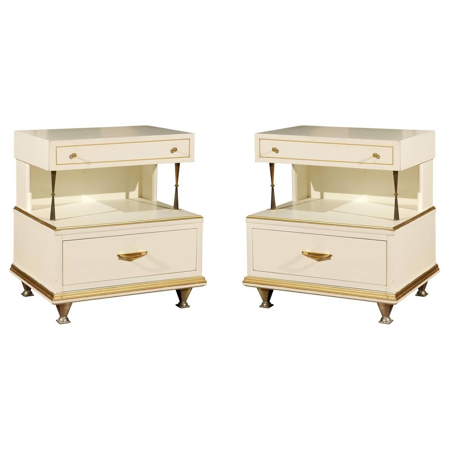 Rare Pair of Modern End Tables or Nightstands by American of Martinsville