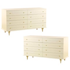 Modern Eight-Drawer Chest Restored in Cream Lacquer