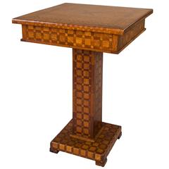 Folk Marquetry Occasional Table with Geometric Design